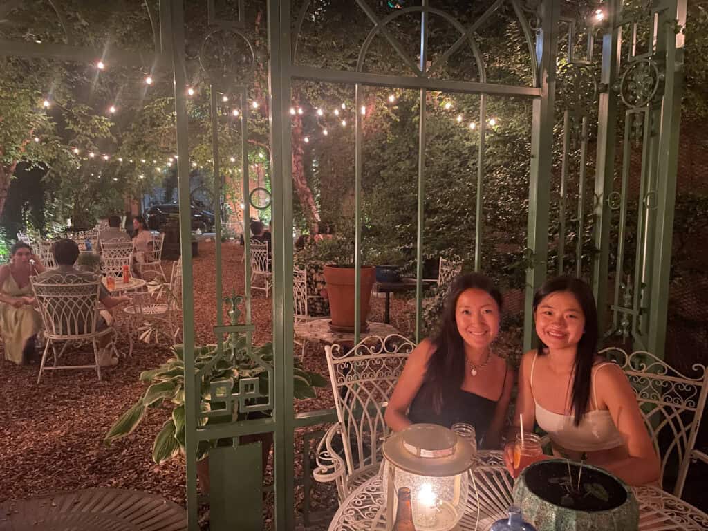outdoor seating garden at milk and roses