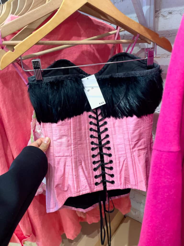 vintage corset top with feathers from awoke vintage in greenpoint