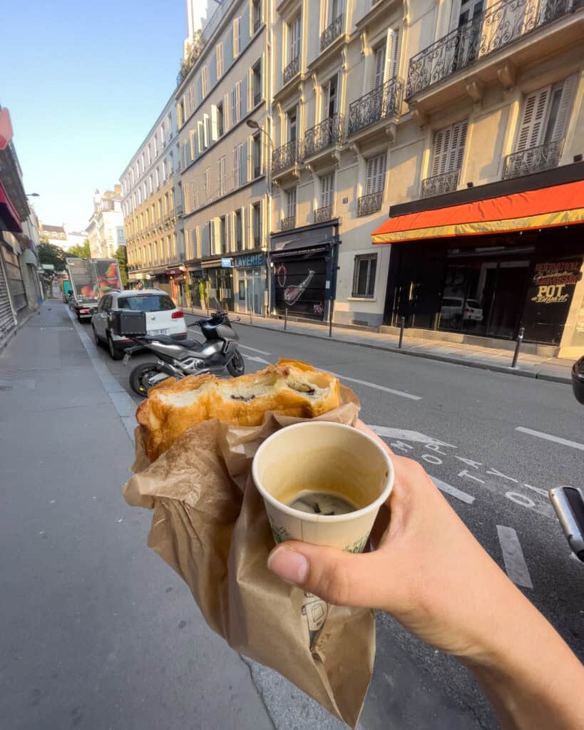 croissant and coffee from utopie bakery in paris